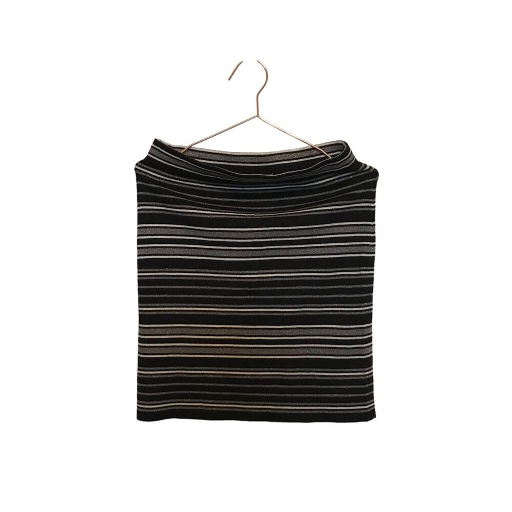 Loft Outlet Striped stretchy Skirt - Black, Silver, White - S
